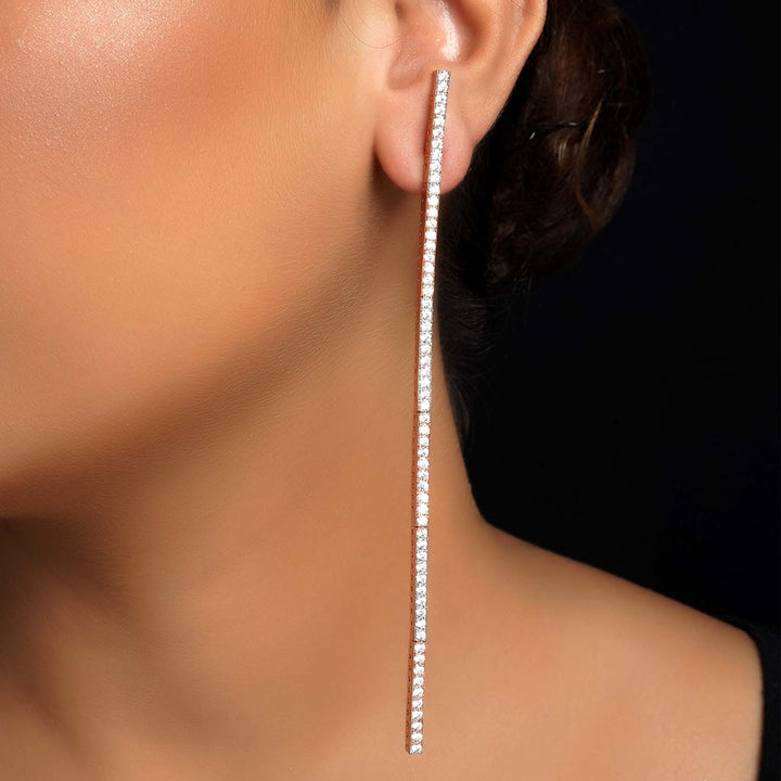  Elegant rose gold earrings with sparkling American diamond accents 