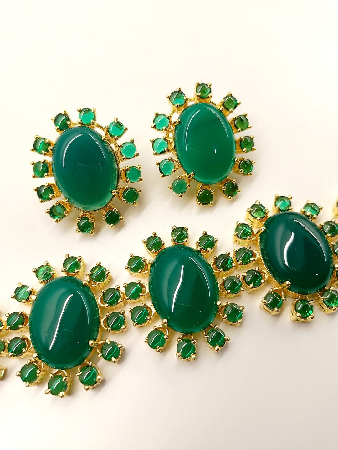 Aurora Green Natural Stone Necklace Set with matching earrings and bracelet