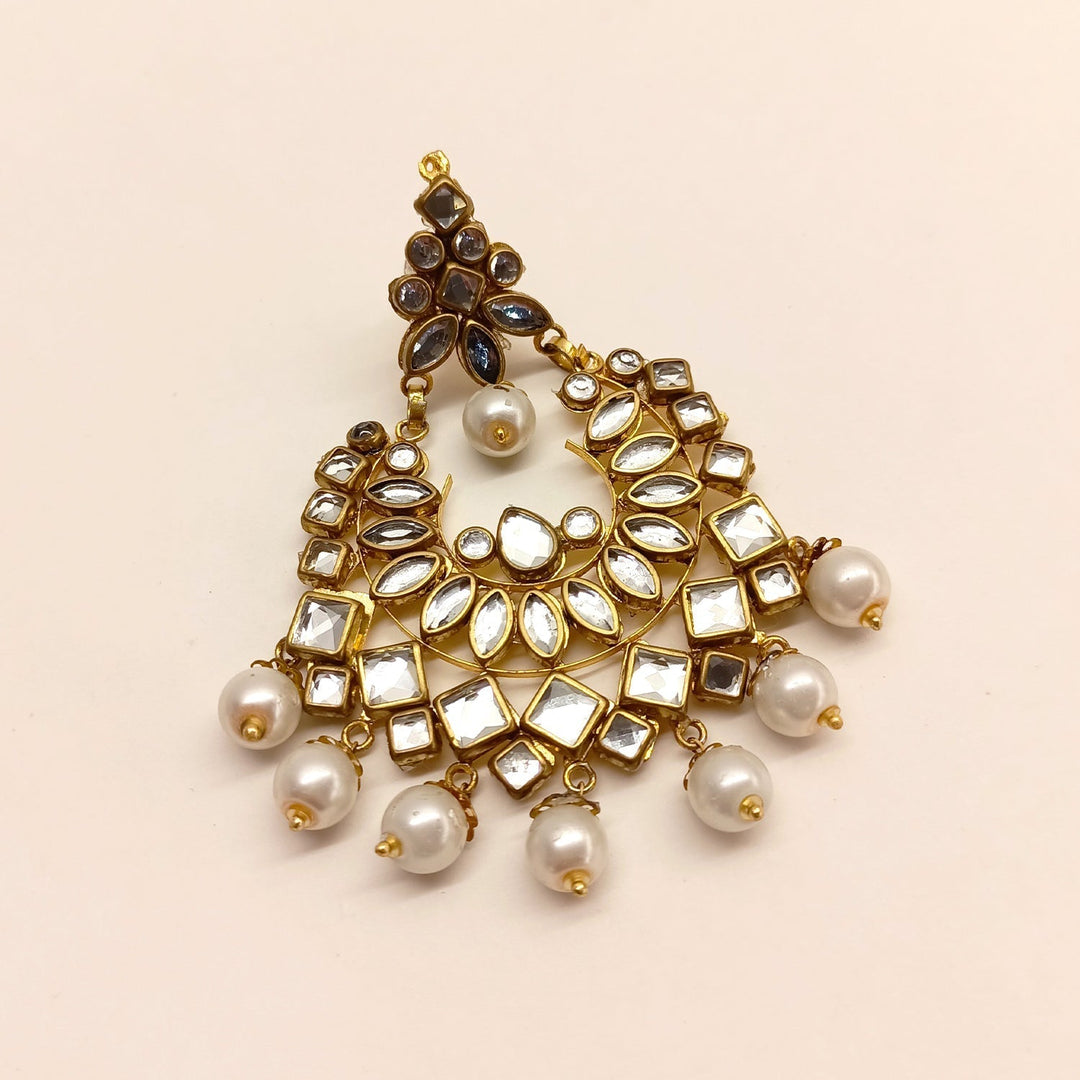 Samreen Big Pearl Kundan Earrings - qivii