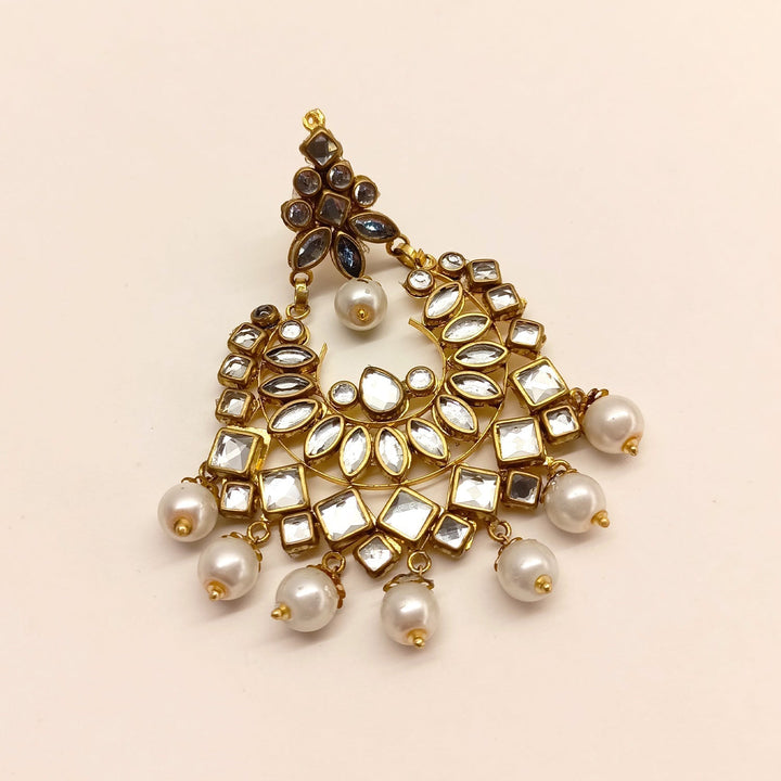 Samreen Big Pearl Kundan Earrings - qivii