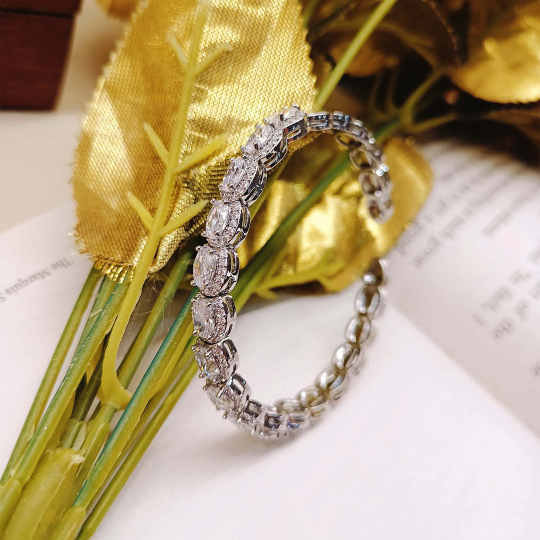 Nirmala American Diamond Silver Plated Bracelet - qivii