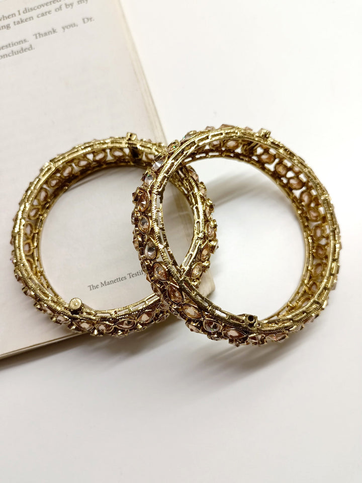 Savita Copper Polki Bangles - qivii