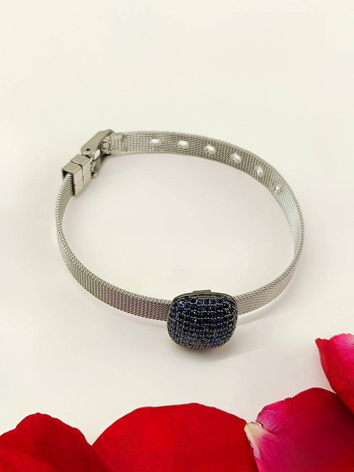 Vish Blue Sapphire Square Shape Victorian Bracelet - qivii