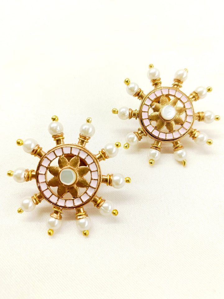  Exquisite baby pink gold plated meenakari tops with traditional pearls