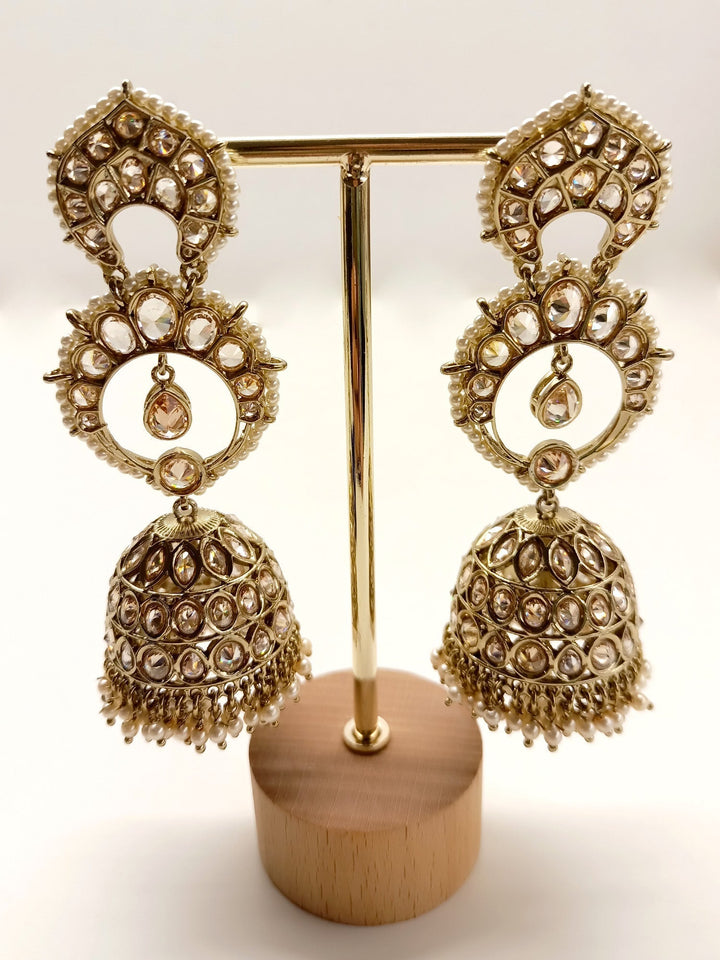 Rosie Copper Polki Jhumki showcasing traditional Indian handcrafted earrings with intricate detailing and beautiful copper finish