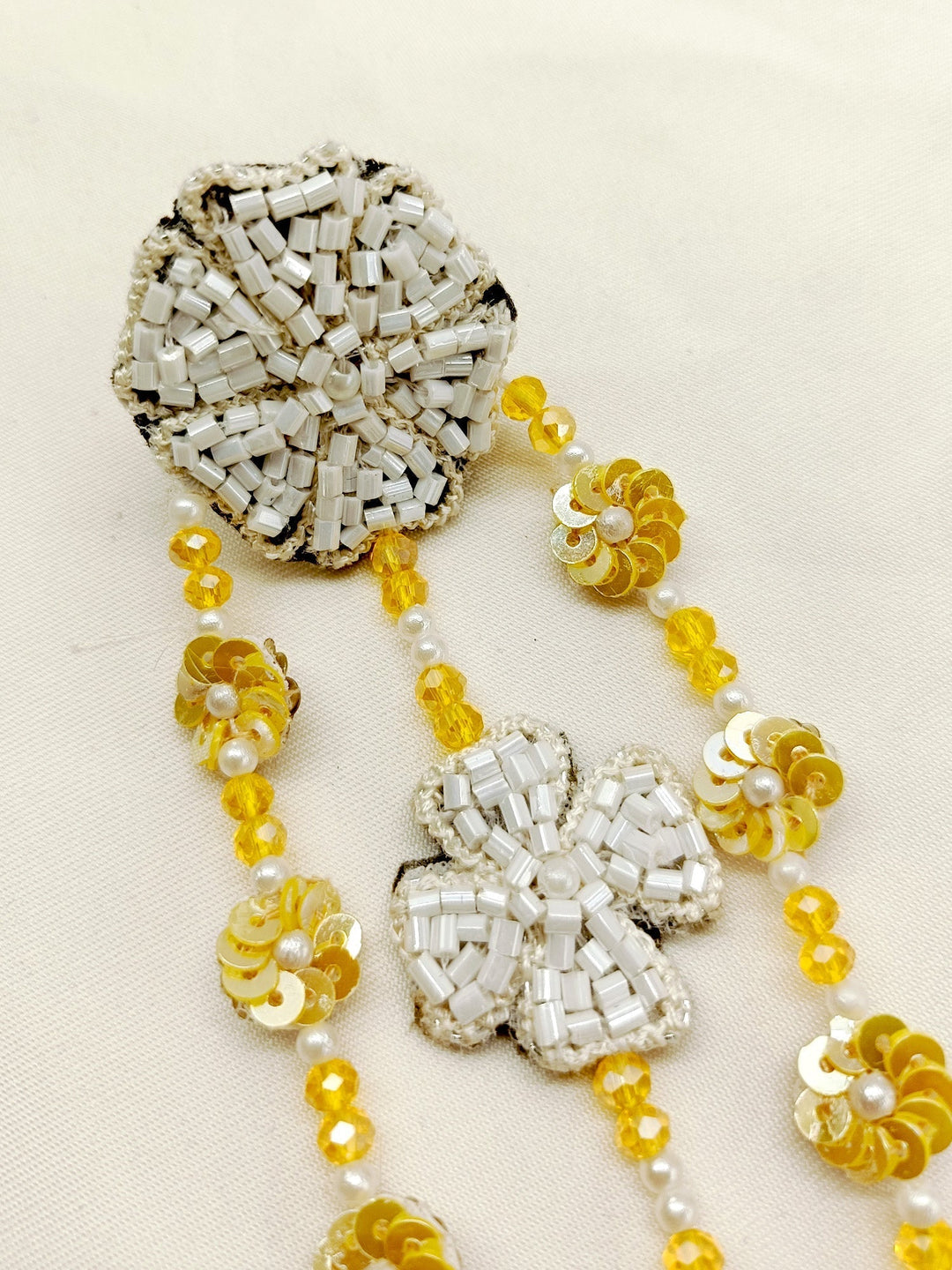 Aarzoo Yellow Handmade Hathphool Set Of 2 - qivii