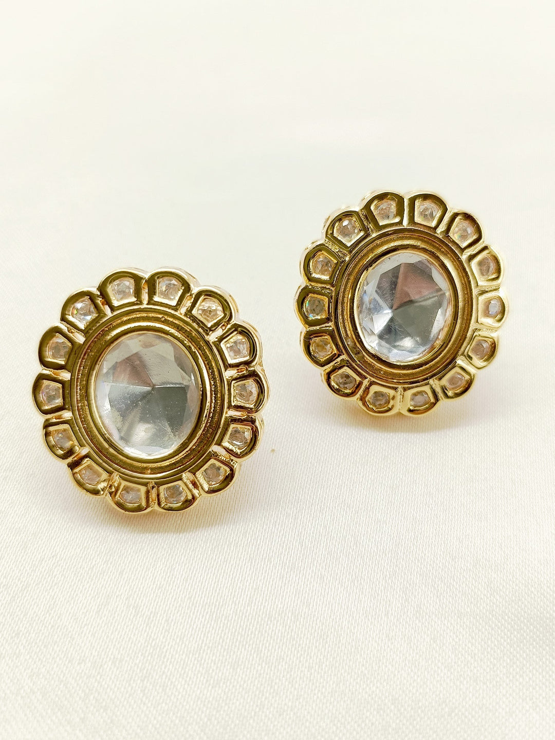 Khushboo White Stone Gold Plated Kundan Tops - qivii