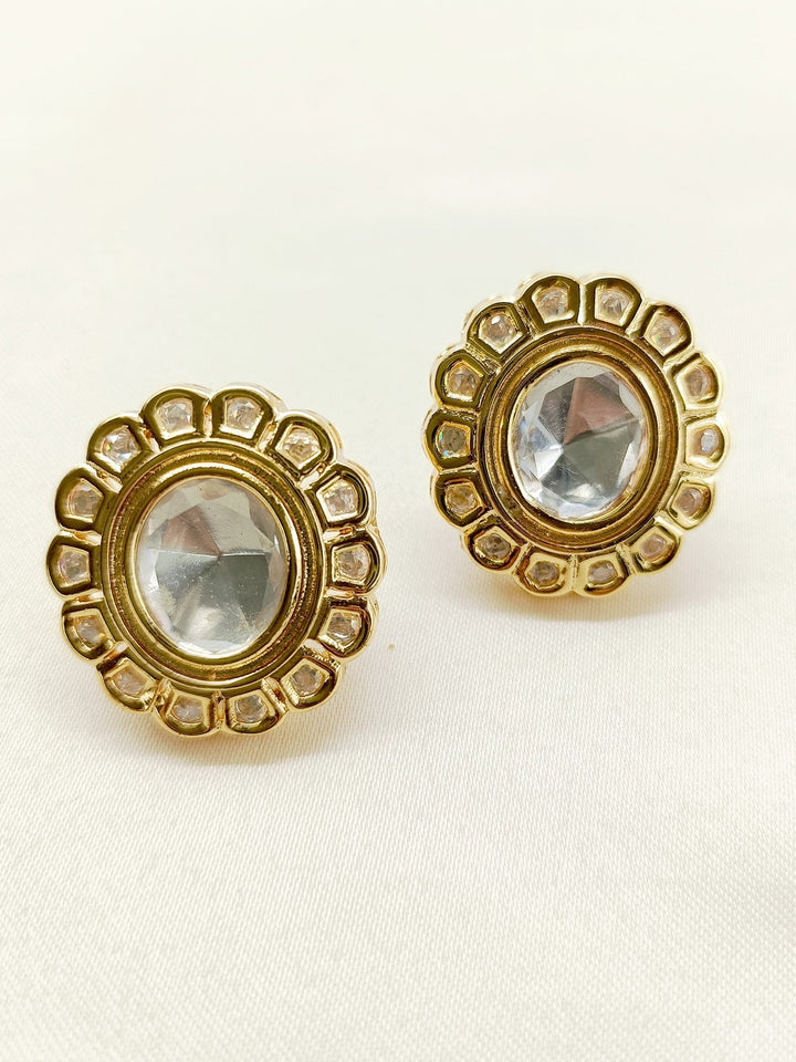 Khushboo White Stone Gold Plated Kundan Tops - qivii