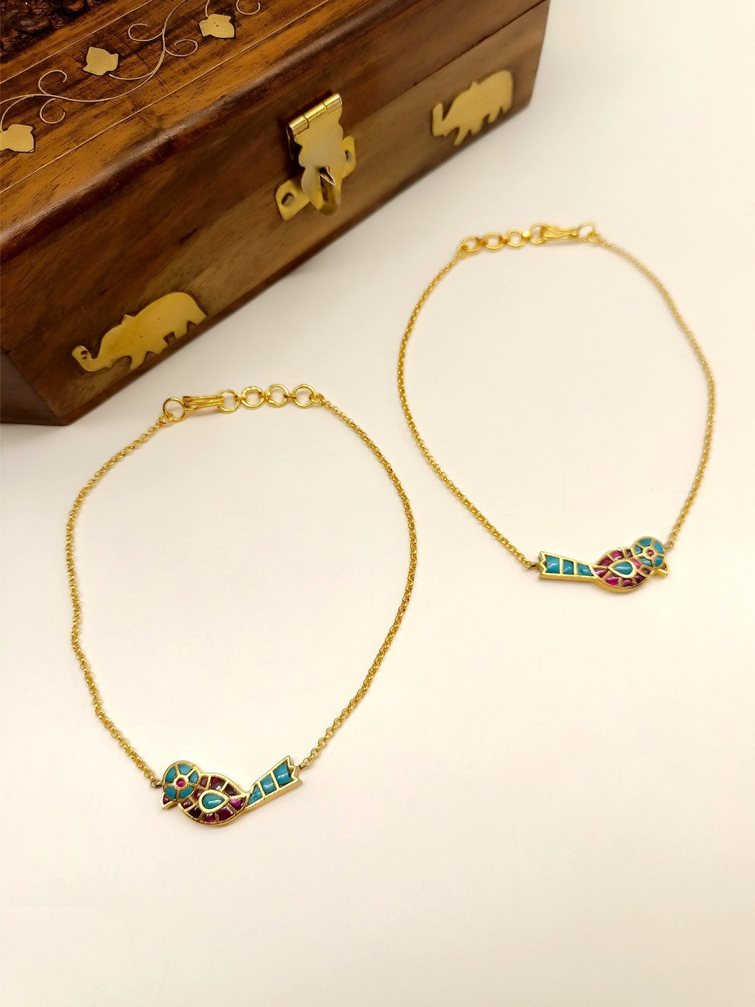 Better R & B Bird Kundan Anklet - qivii