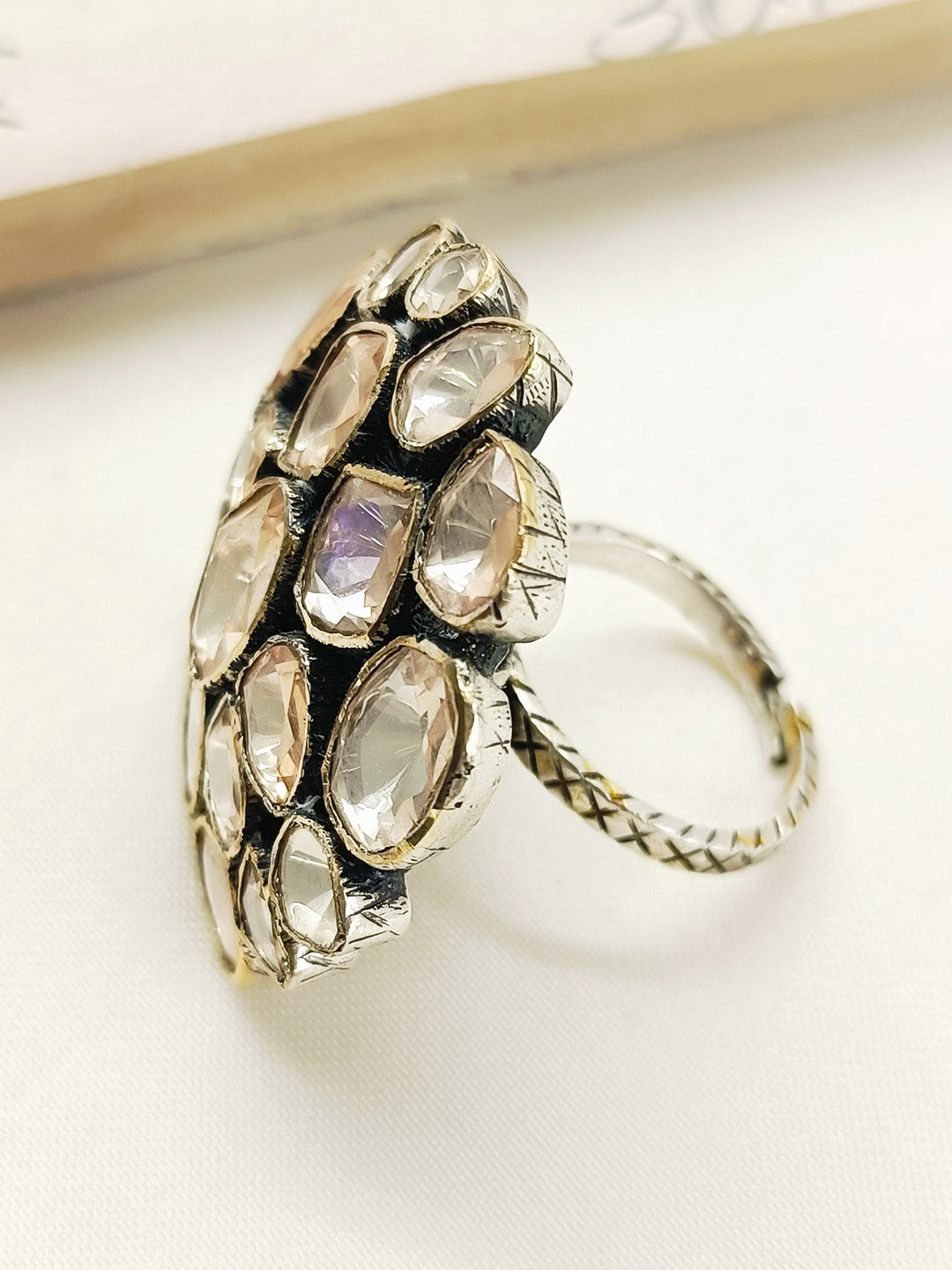 Manmeet 92.5 Silver Moissonite Finger Ring - qivii