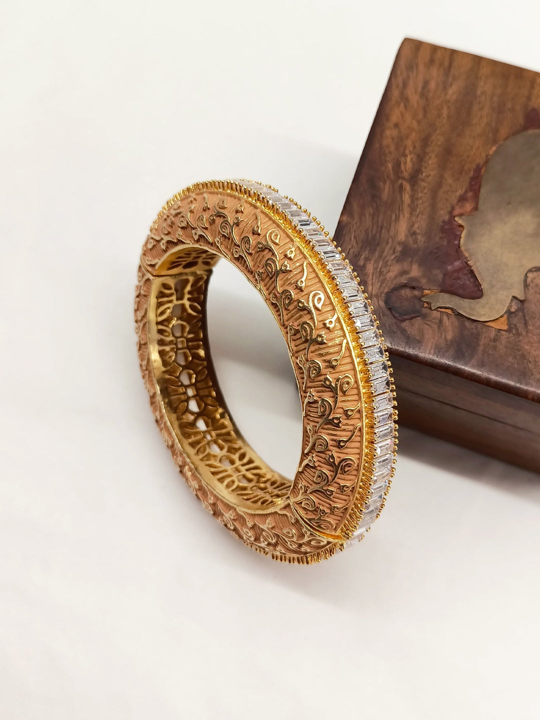 Kashvi Stretchable Peach Bracelet Kada - qivii