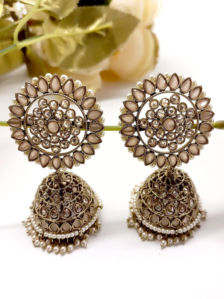 Stephanie Peach Polki Jhumki - qivii