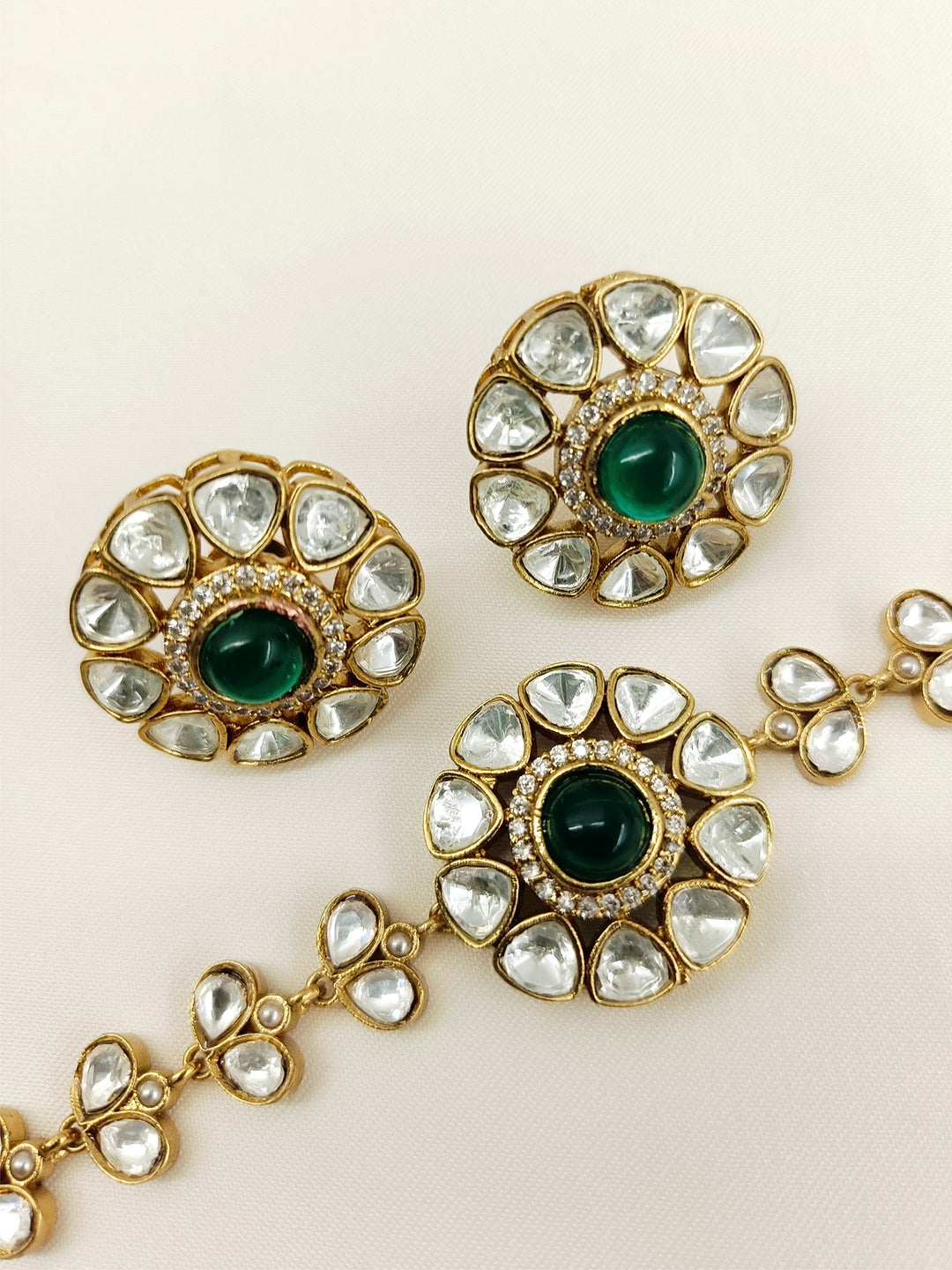 Kayamat Green Kundan Choker Set - qivii