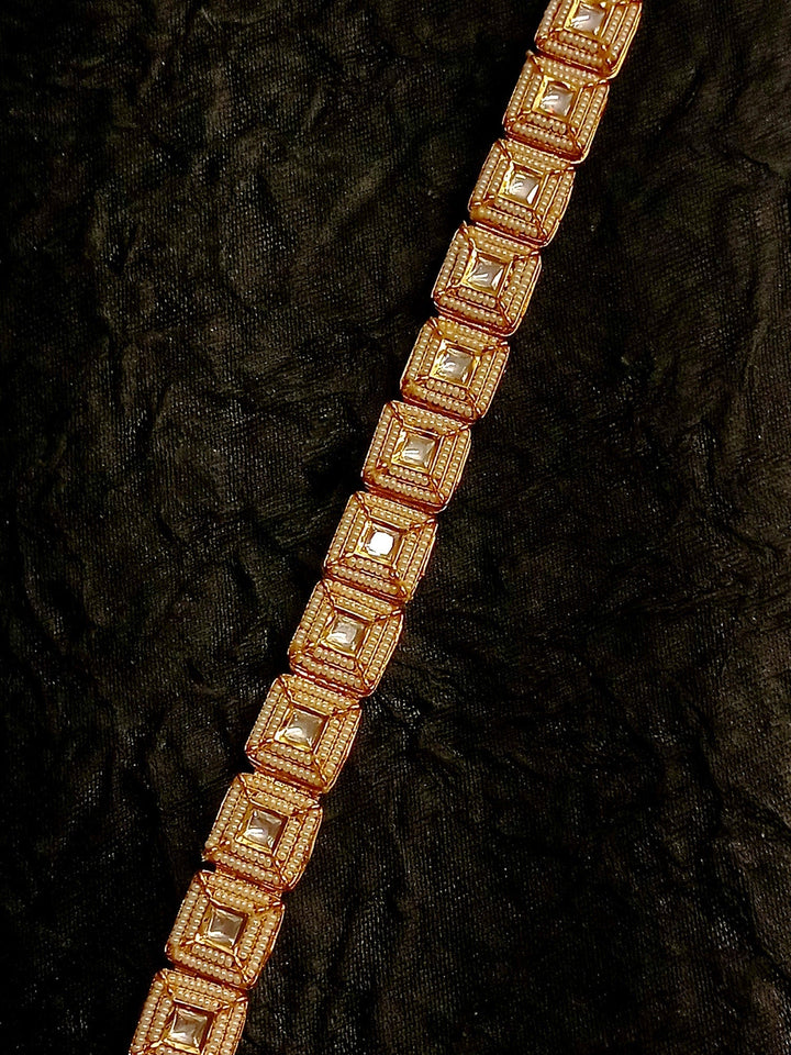 Aashi White Gold Plated Kundan Bracelet - qivii