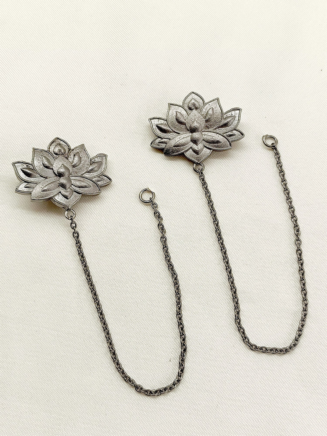 Handcrafted Vyshali Charcoal Boutique Earchain with intricate detailing and elegant design