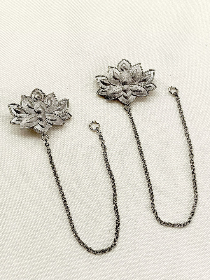 Handcrafted Vyshali Charcoal Boutique Earchain with intricate detailing and elegant design