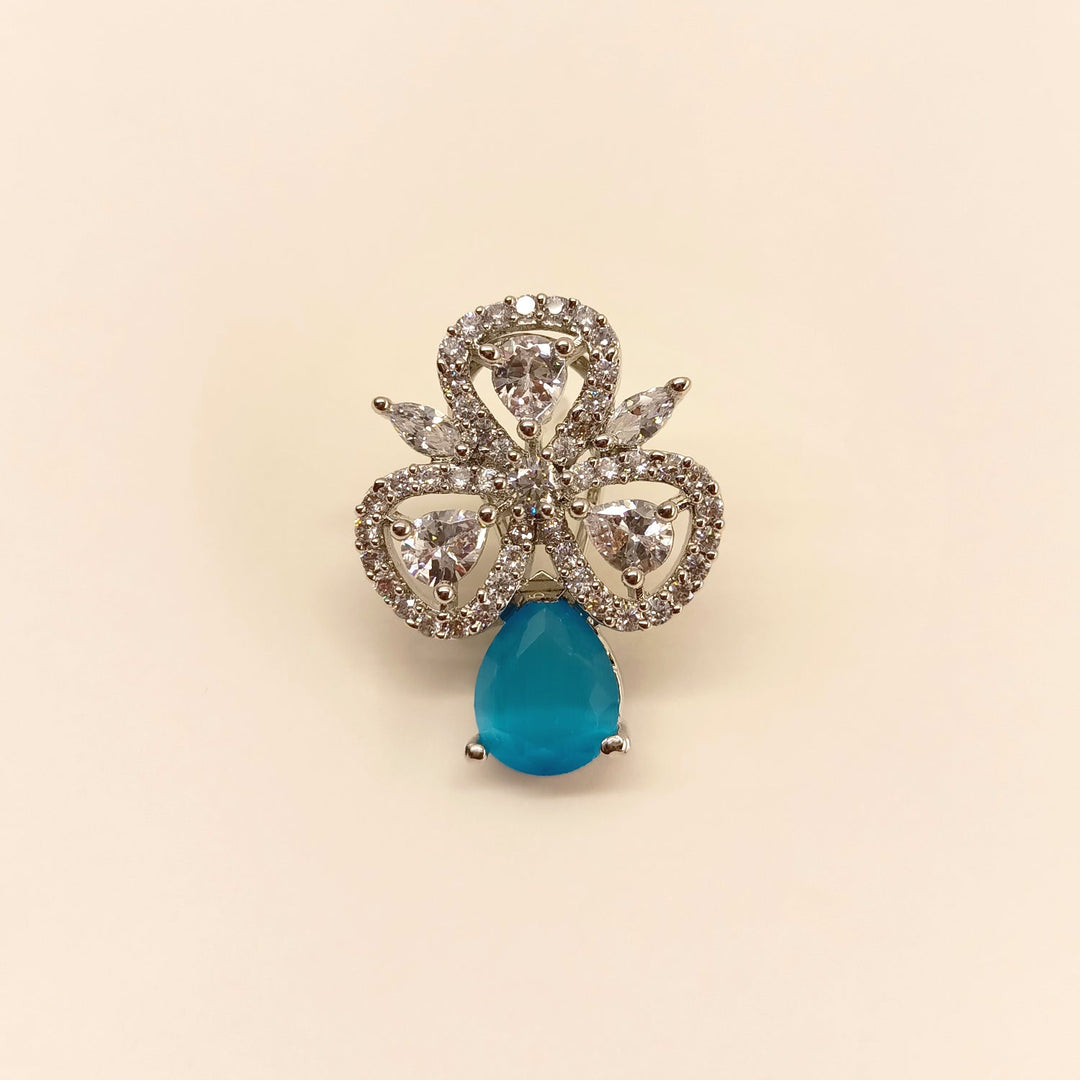 Chic Semi Precious Sky Blue Stone Tops with American Diamond