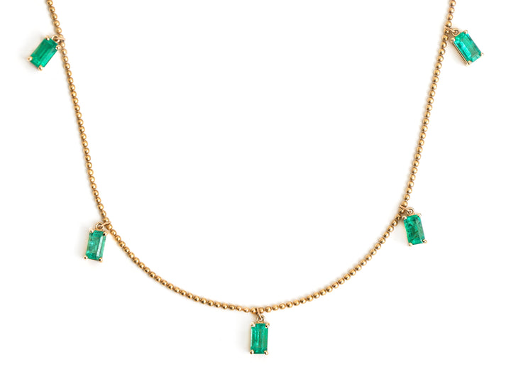 Emerald Ball Chain Octagon Necklace - qivii
