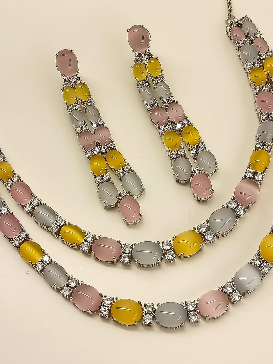 Kria Multi Colour Double Layered American Diamond Set, elegant jewelry for women