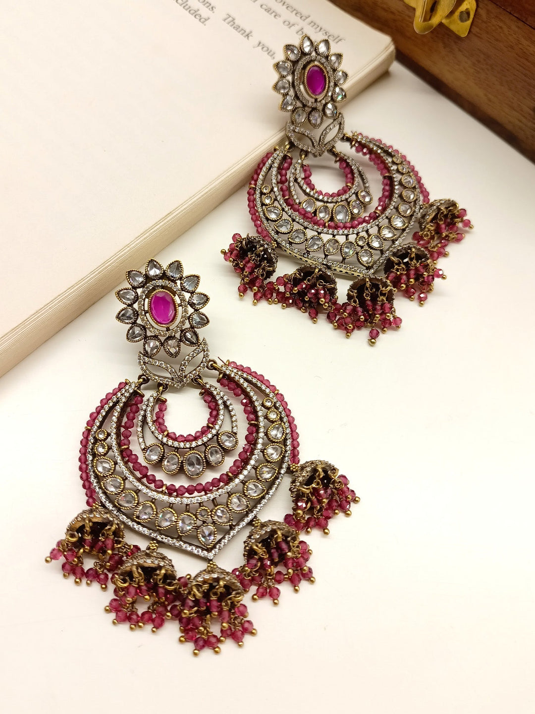 Adeine Majenta Diamond Polki Earrings - qivii