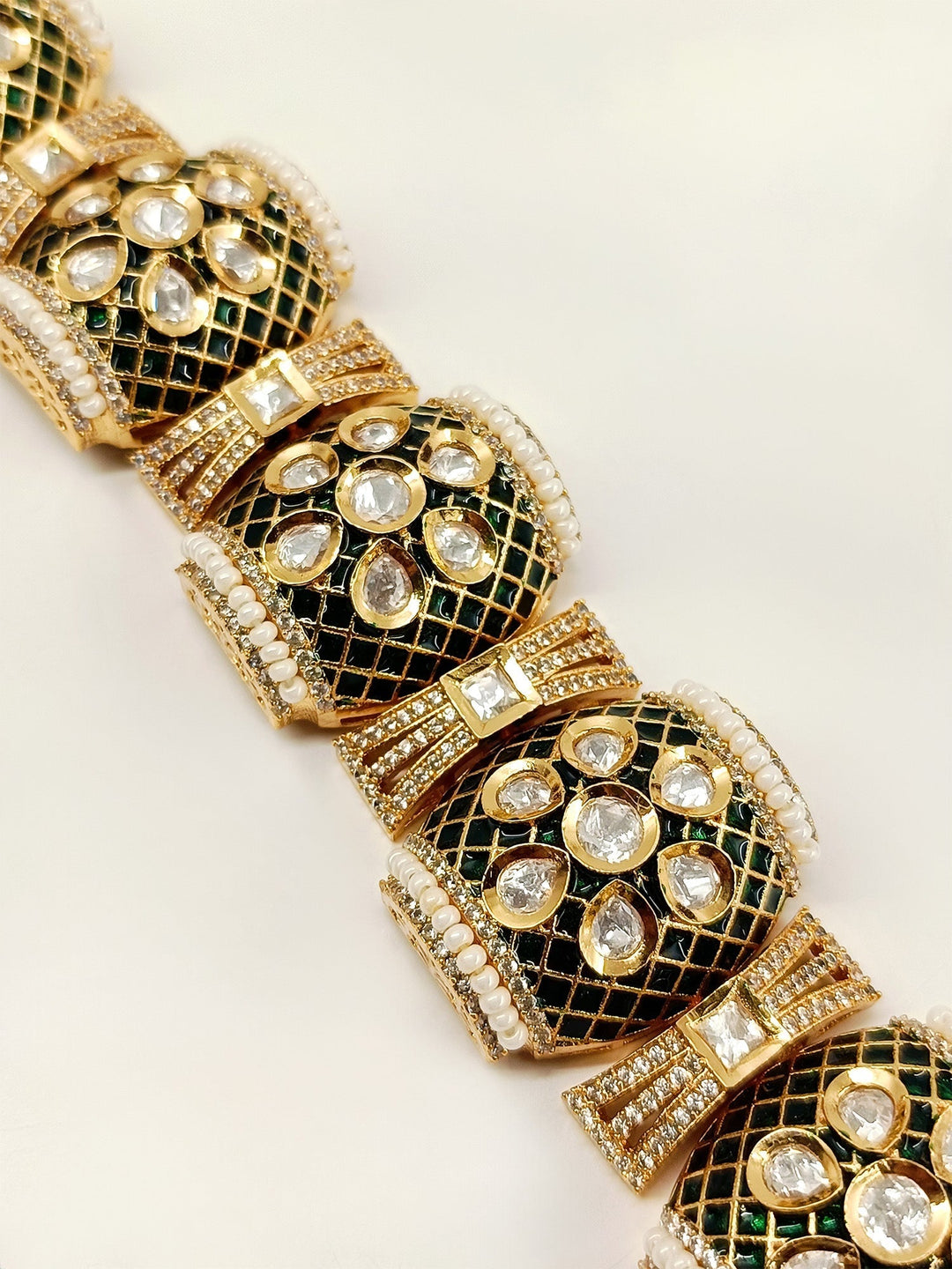 Niyati Green Kundan Bracelet - qivii