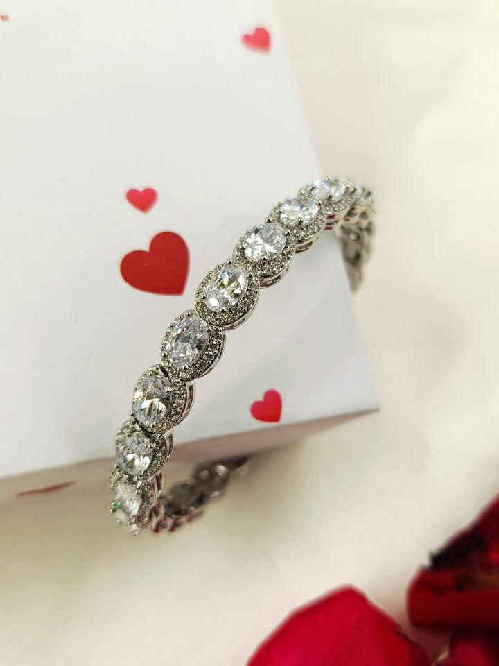 Nirmala American Diamond Silver Plated Bracelet - qivii