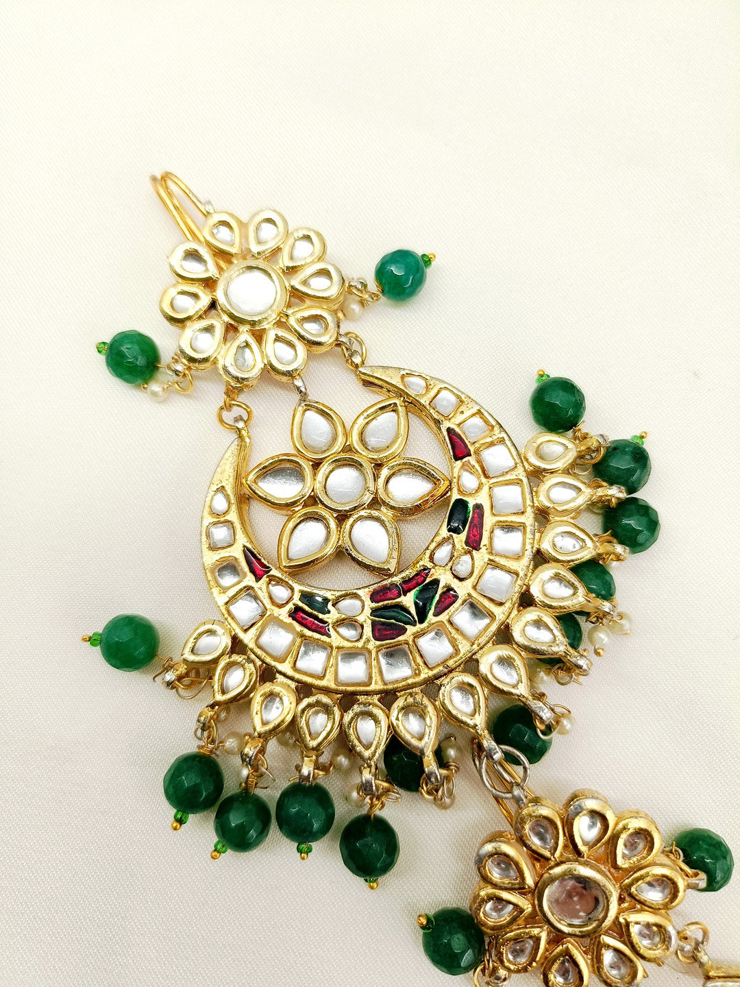 Devkanya Green Braid Accessories In Kundan - qivii