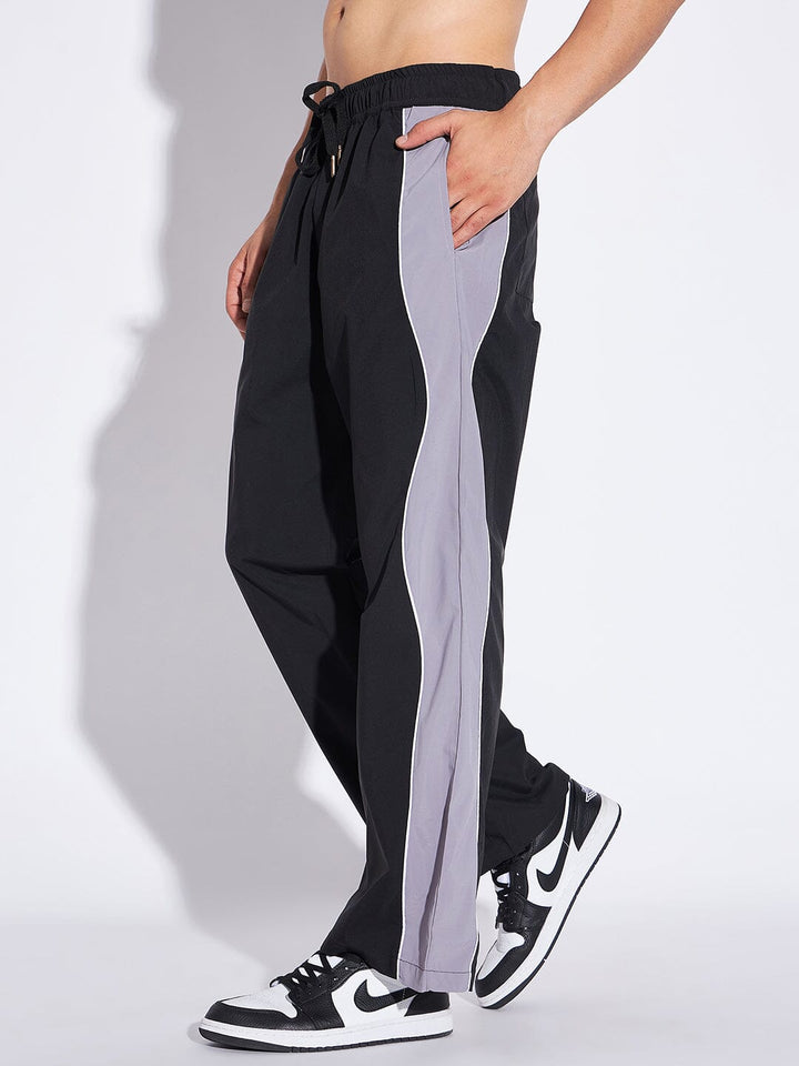 Black & Grey Wavy Panel Trackpants