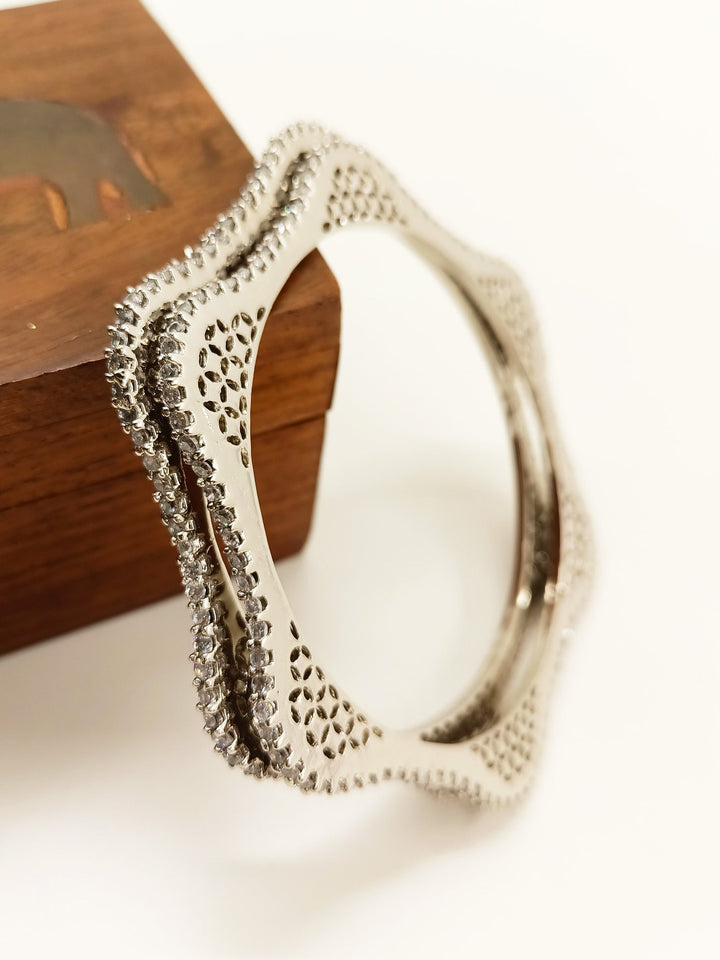 Haya Designer American Diamond Bangles - qivii