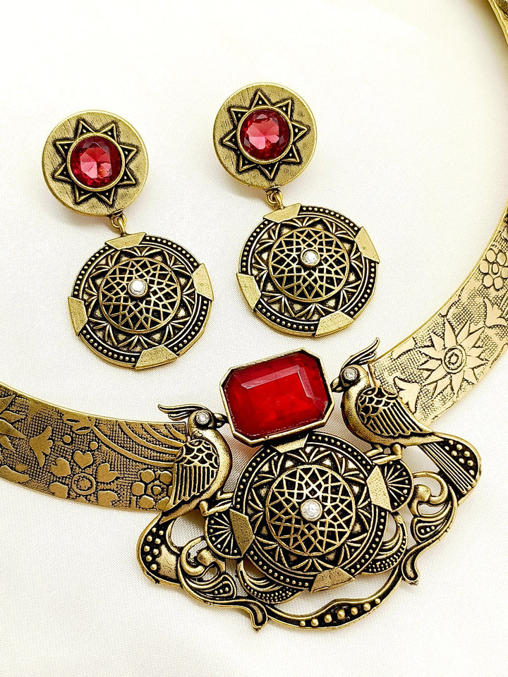 Latika M & G Hasli Style Antique Necklace Set - qivii
