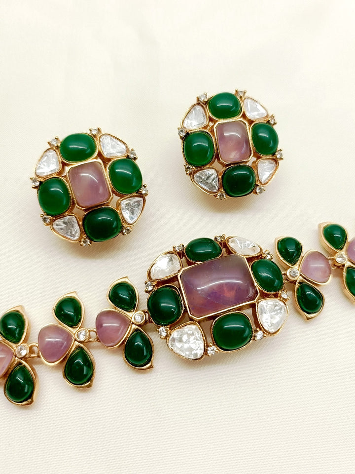 Saisha Multi Colour Kundan Choker Set - qivii