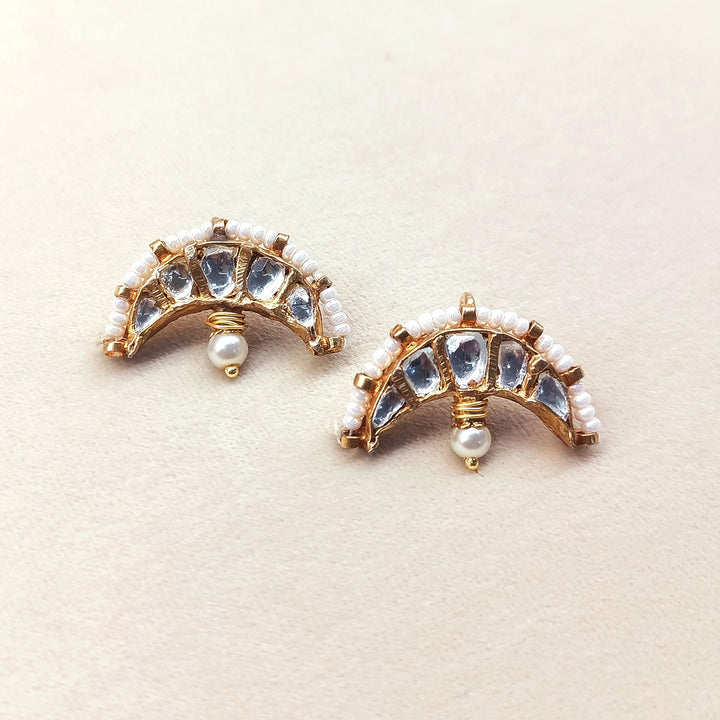 Bhavika Big White Gold Plated Kundan Ear Cuff [ Price is for Pair ] - qivii