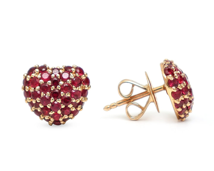 Ruby Heart Pave Studs - qivii