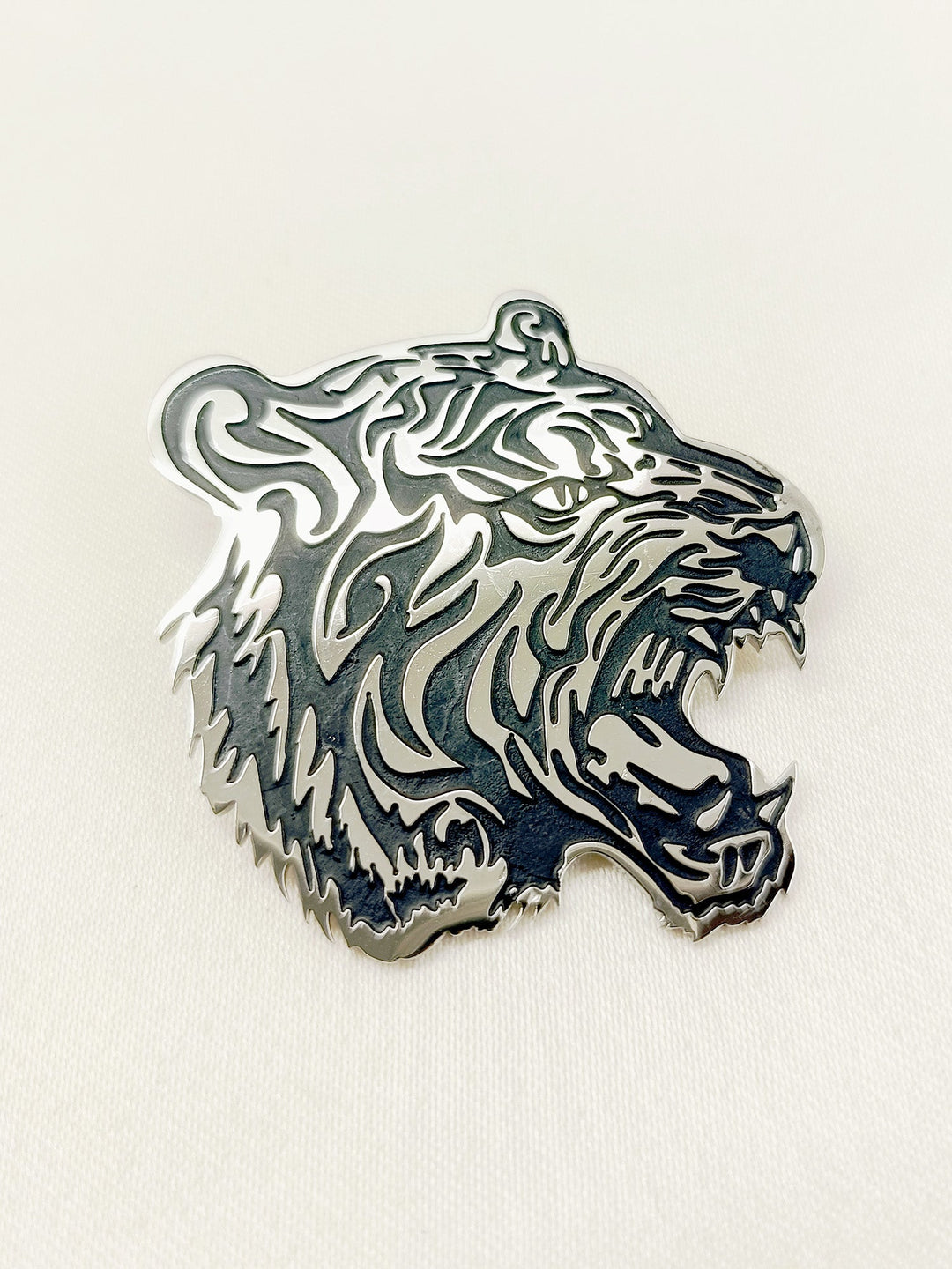 Rida Silver Tiger Men's Brooch - qivii
