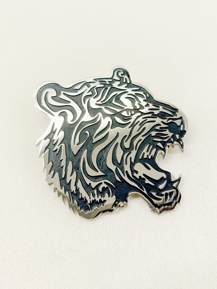 Rida Silver Tiger Men's Brooch - qivii
