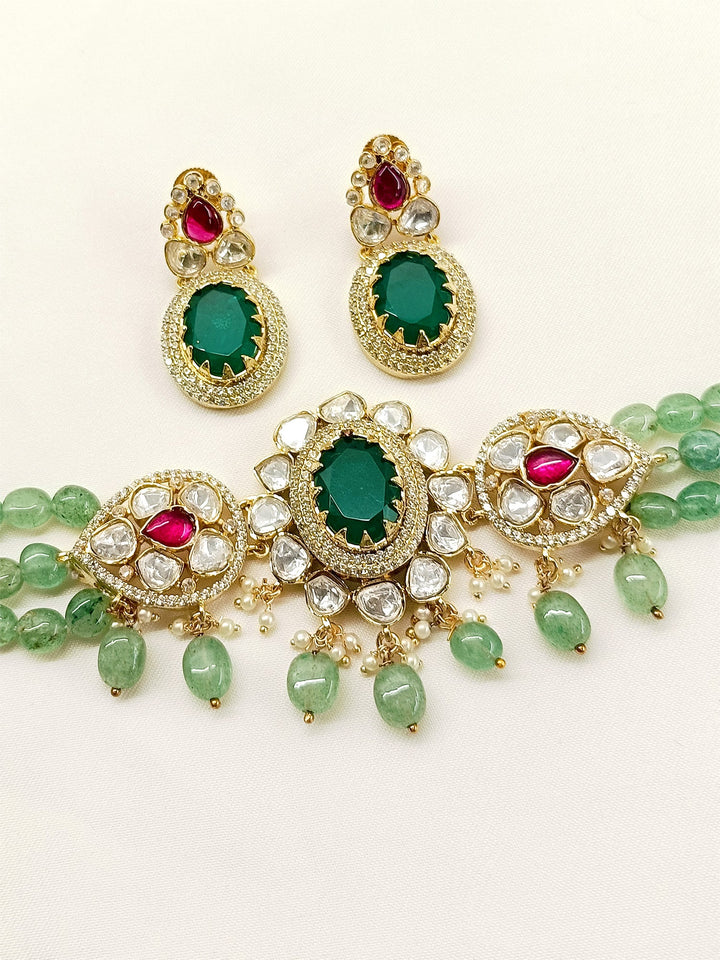 Mrinali R&G Kundan Choker Set - qivii