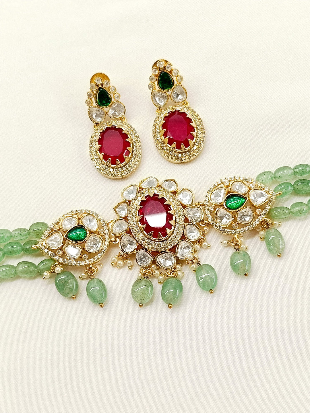 Wardeen R&G Kundan Choker Set - qivii