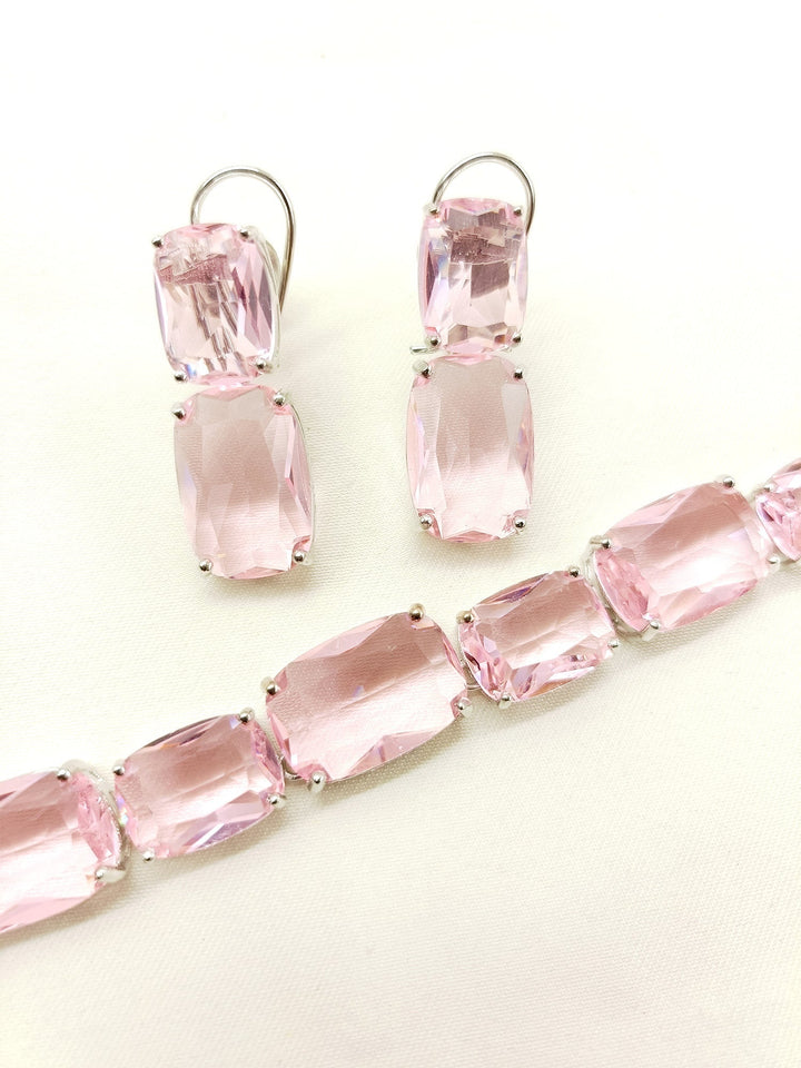 Virshti Pink Swarovski Stone Combo Set - qivii