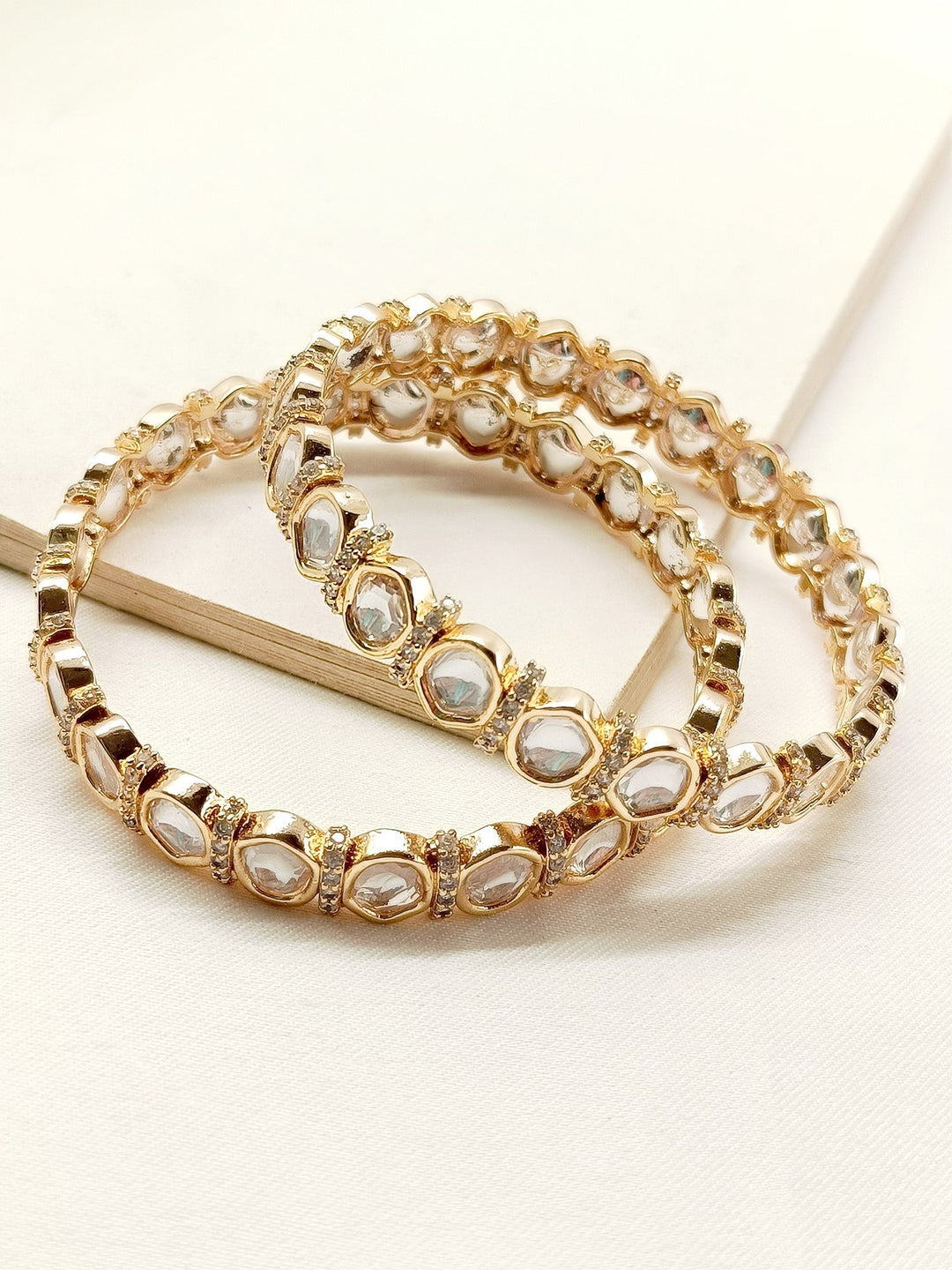 Lilyana White Kundan Bangle - qivii
