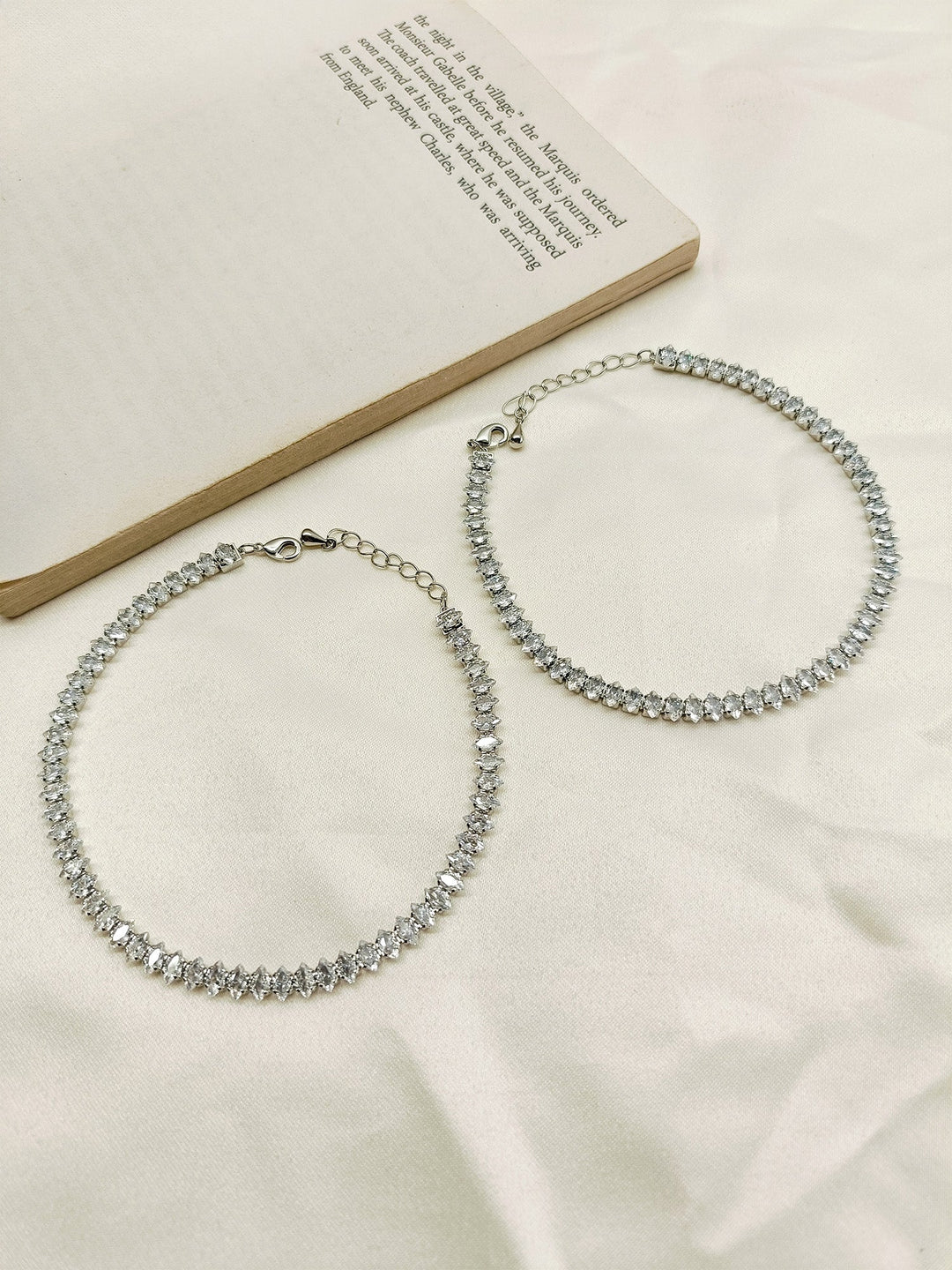 Zienna White American Diamond Anklet - qivii