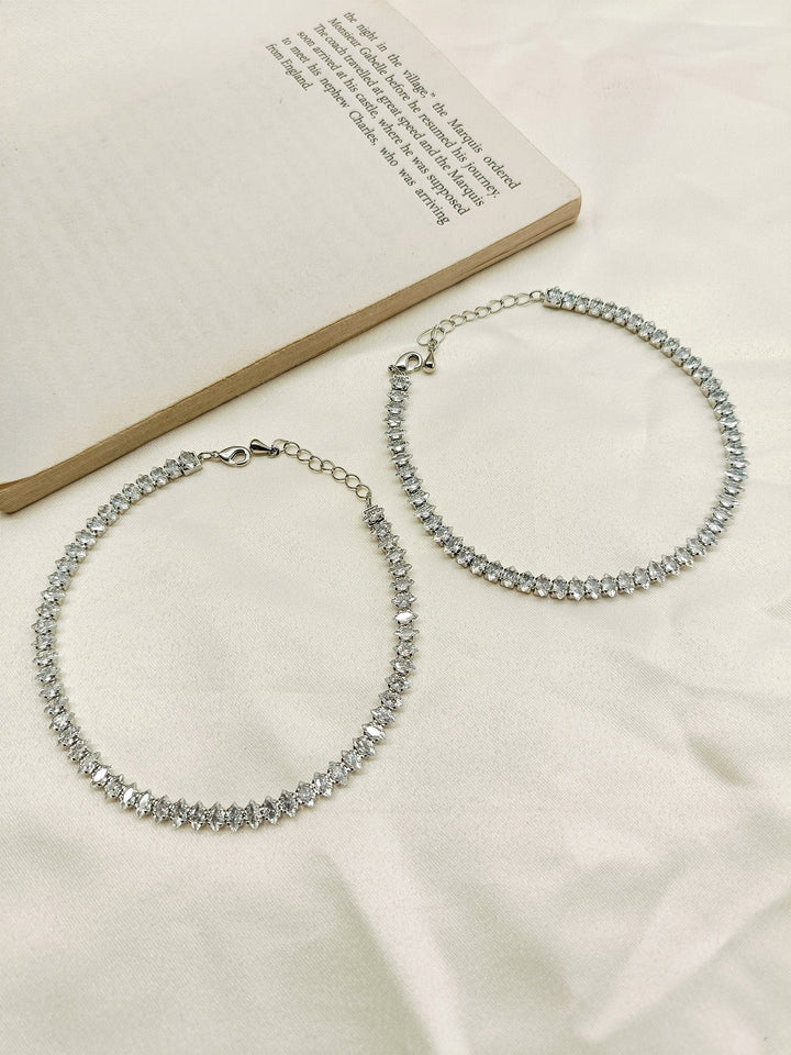 Zienna White American Diamond Anklet - qivii