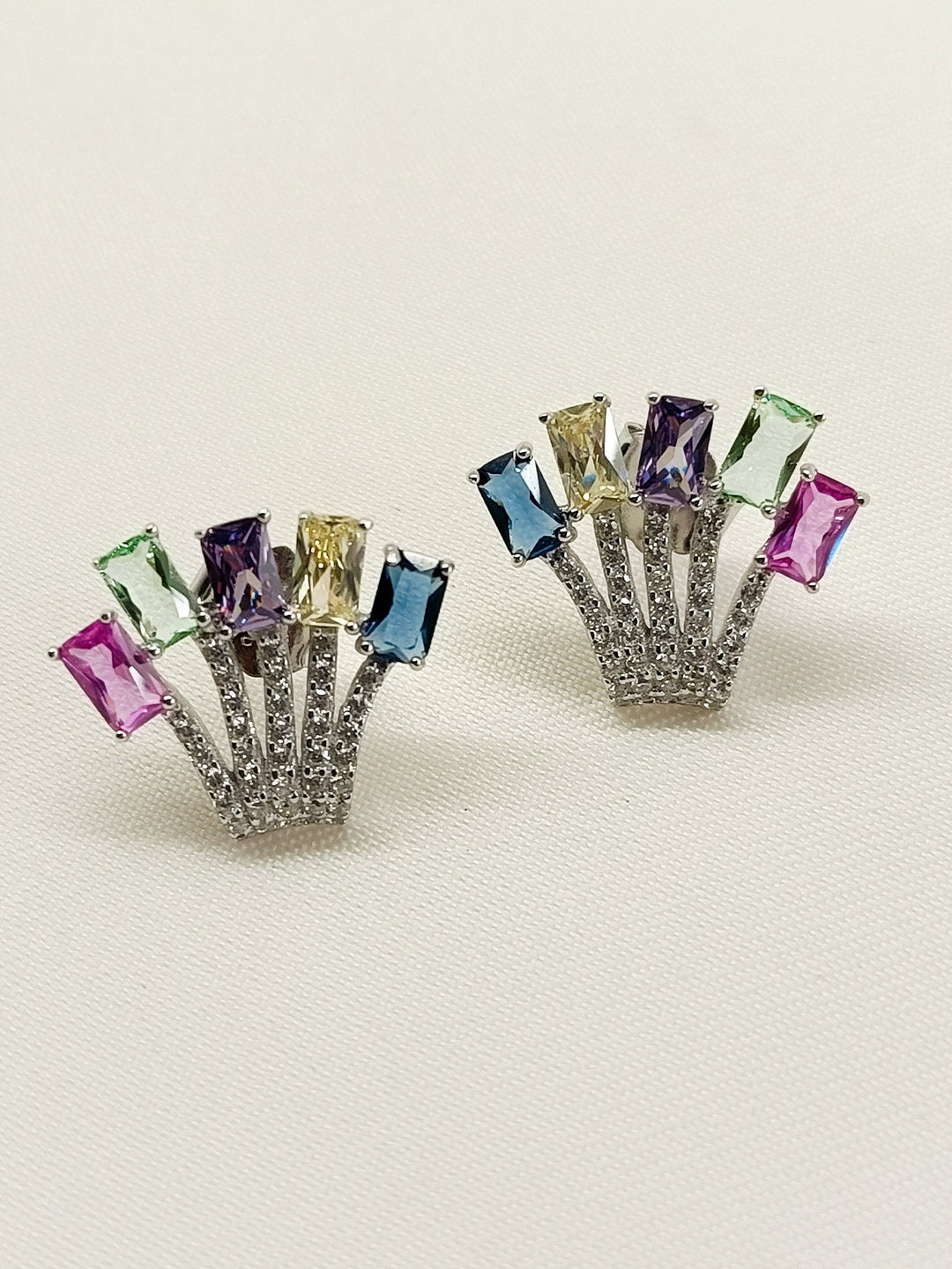 Jaytri Multi Colour 92.5 Silver Swarovski Stone Tops - qivii