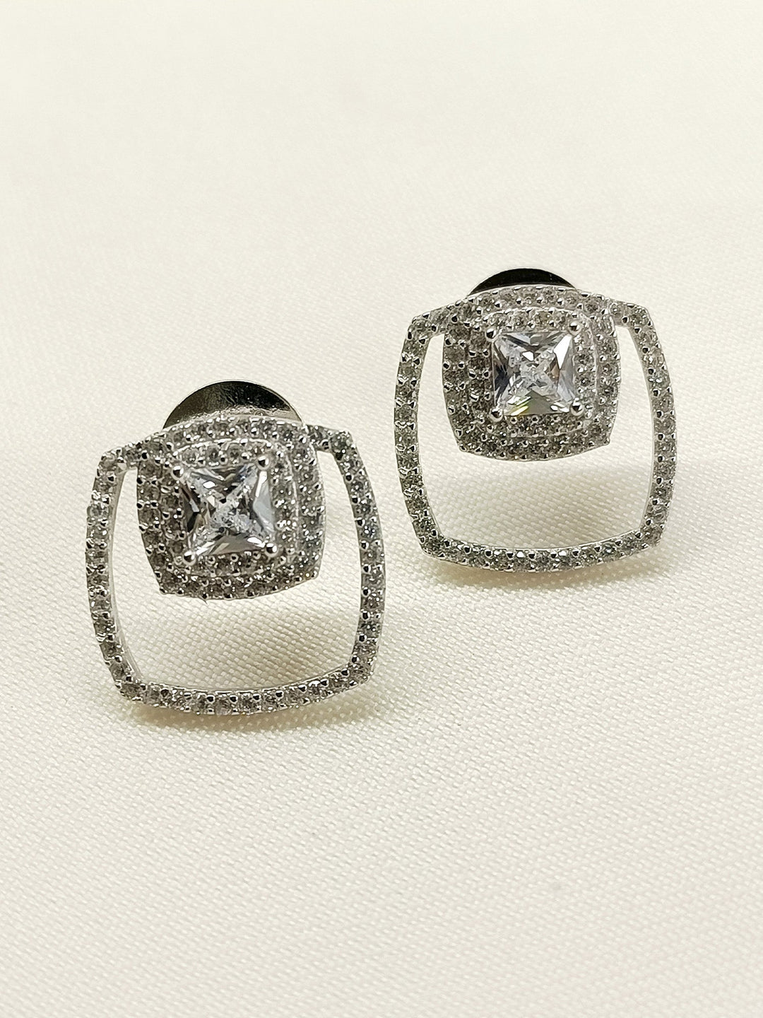 Aaminah 92.5 Silver Swarovski Stone Tops - qivii