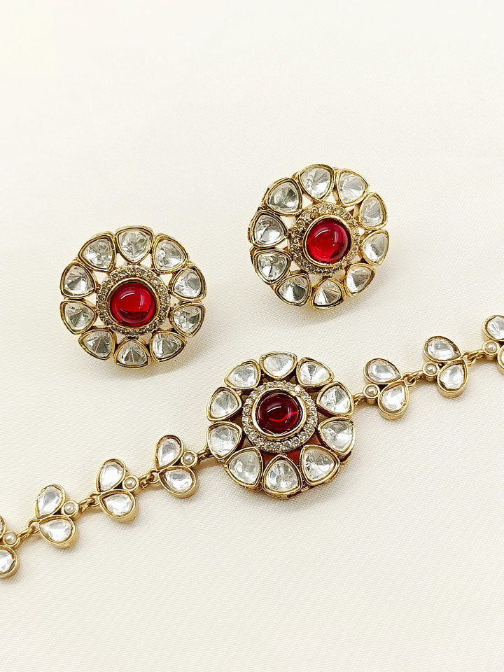 Mannat Maroon Kundan Choker Set - qivii