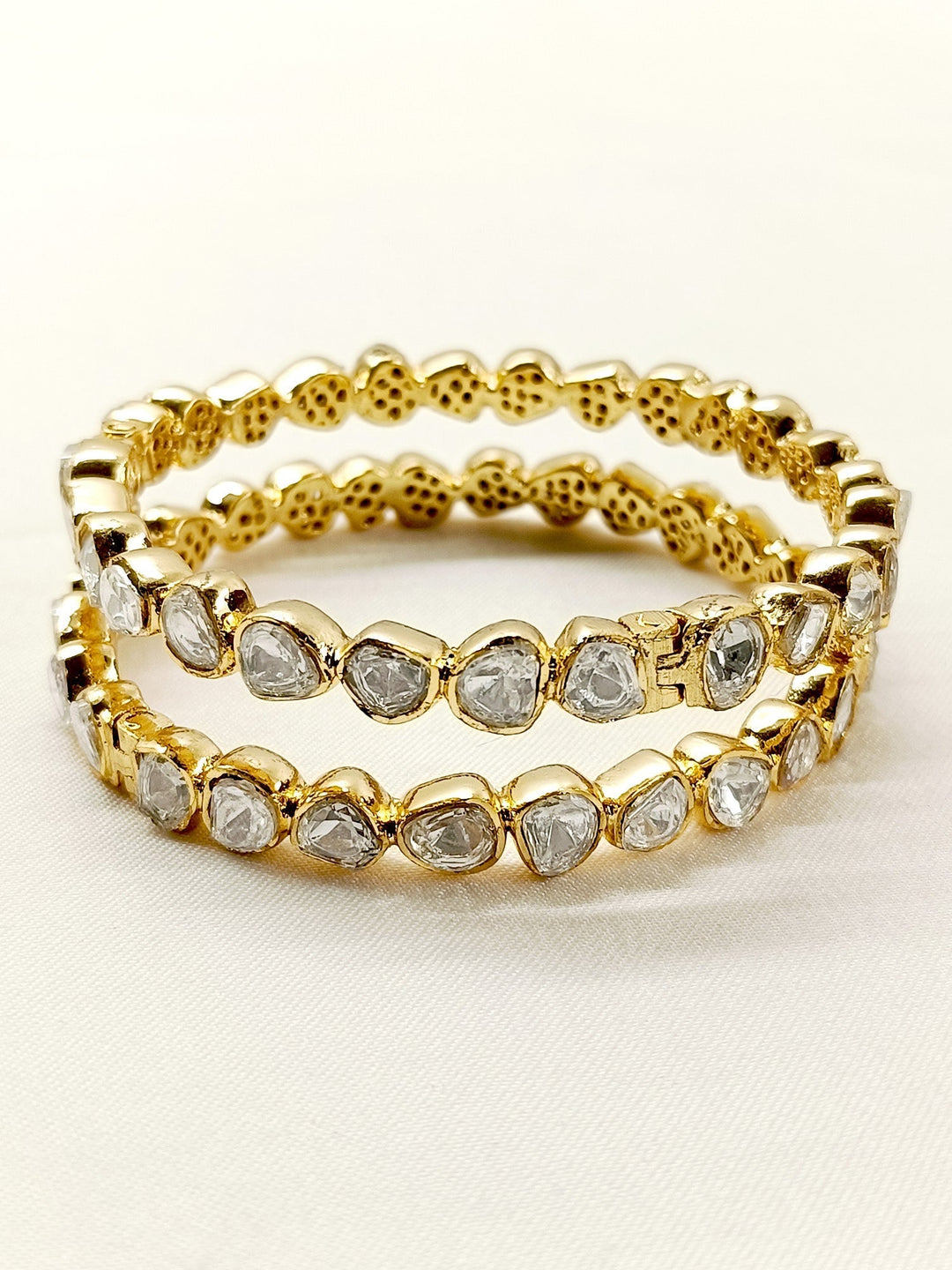 Maysha White Mossanite Polki Bangle - qivii