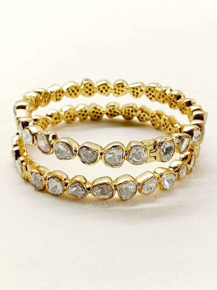 Maysha White Mossanite Polki Bangle - qivii