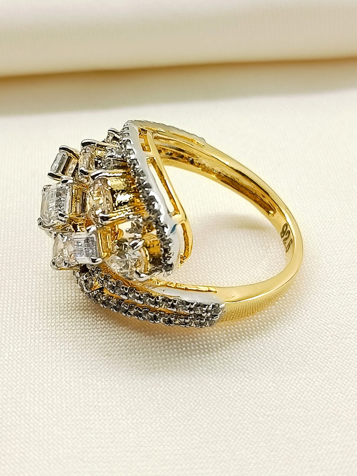 Mukta 92.5 Silver Swarovski Stone Finger Ring - qivii