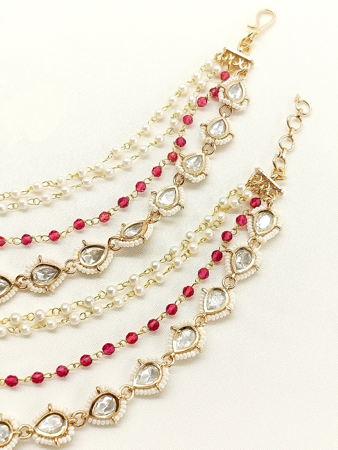 Gautami Majenta Traditional Ear Chain. - qivii