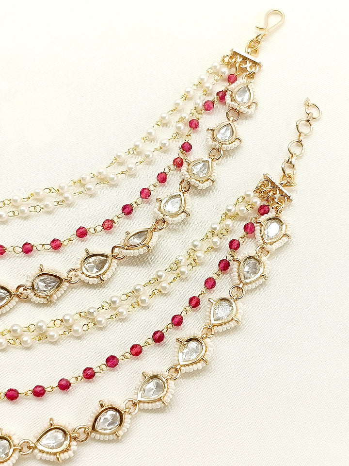 Gautami Majenta Traditional Ear Chain. - qivii