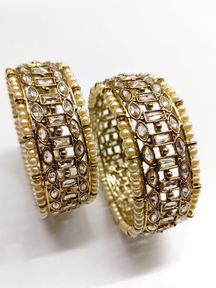 Amoli Copper Polki Bangles - qivii